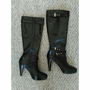 Cole Haan Knee High Leather Ankle Strap Boots SZ 7